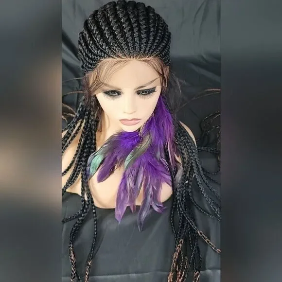 Braided wigs 100% handmade, long braids, long wig, stunning feeding cornrows - Picture 14 of 15